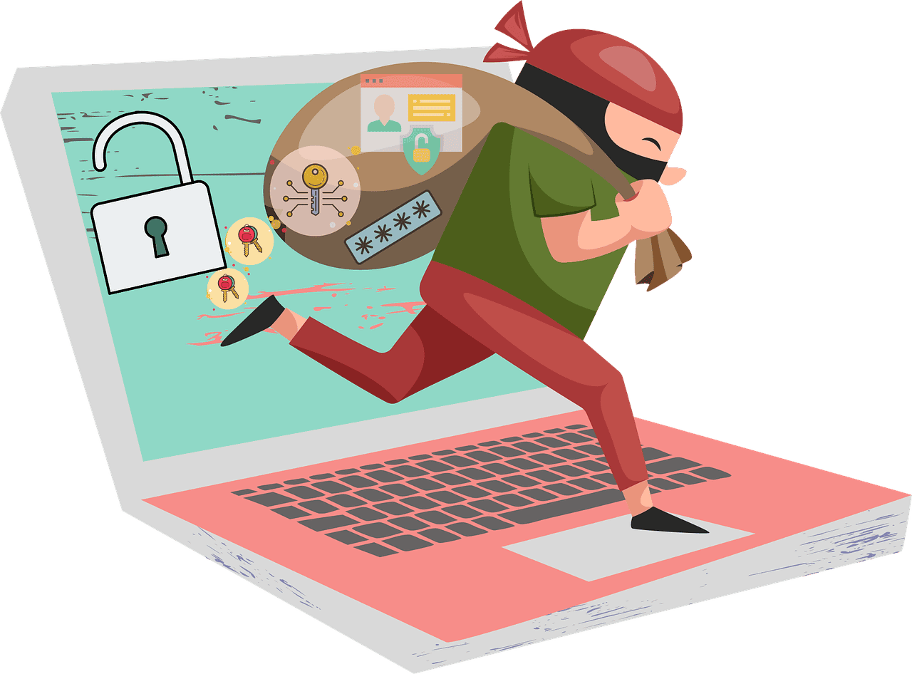 Thief Stealing Data From a PC During a Ransomware Attack